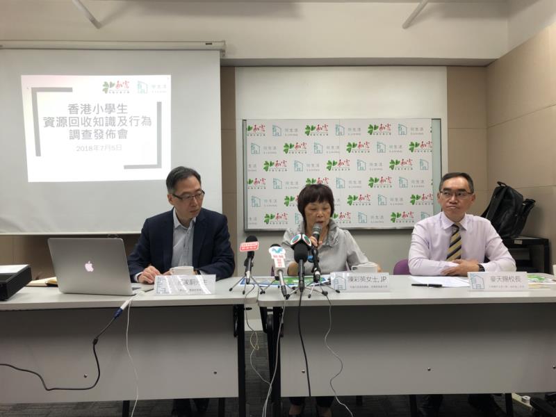 調查指超過兩成香港高小學生胡亂使用回收筒 梁安琪攝