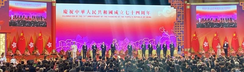 特區政府在灣仔會展中心舉行的國慶酒會.   梁樂彤攝