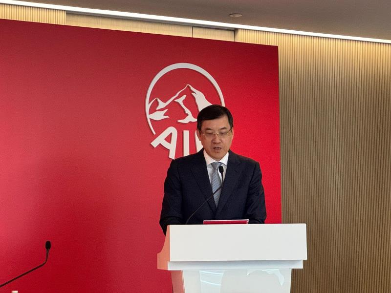 友邦保險區域首席執行官及集團首席分銷總監陳榮聲表示，香港業務近兩月勢頭仍強勁 。方穎暉攝。