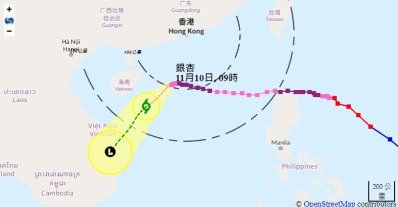 強颱風銀杏預測路線圖