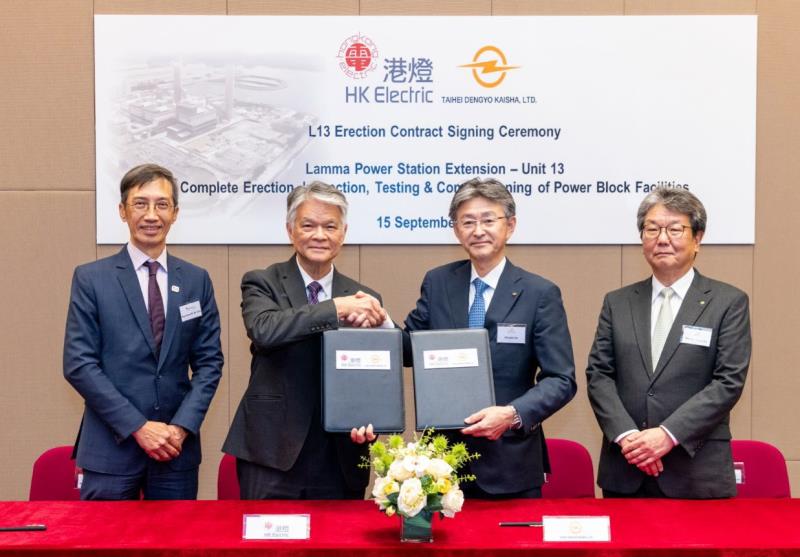 港燈委託太平電業，承辦新一台燃氣聯合循環發電機組(L13)的安裝工程，預計2029年投入運作。港燈提供。