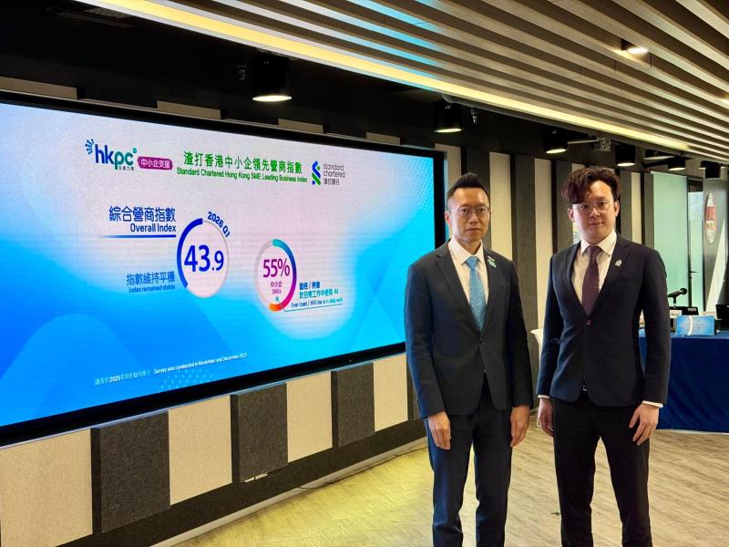 首季「渣打中小企領先營商指數」報43.9，按季下跌0.6。方穎暉攝。