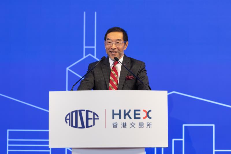港交所主席唐家成表示，攜手合作構建更豐富的產品生態圈，將進一步提升亞洲市場的流動性。港交所照片。