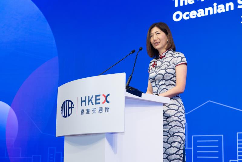 港交所行政總裁陳翊庭表示，致力促進區內投資者與發行人互動交流，共同推動亞洲市場發展。港交所照片。