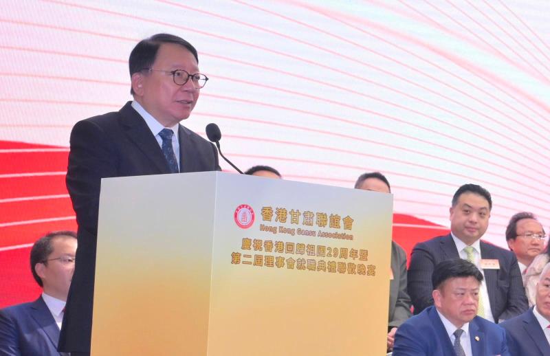 陳國基於晚宴致辭。(政府新聞公報圖片)