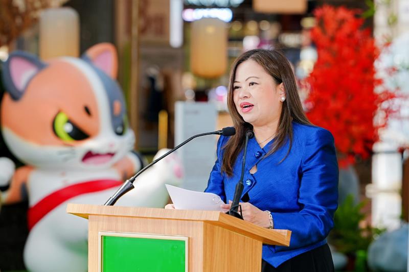 羅淑佩於香港玩具文化與IP展開幕儀式致辭。(政府新聞公報圖片)